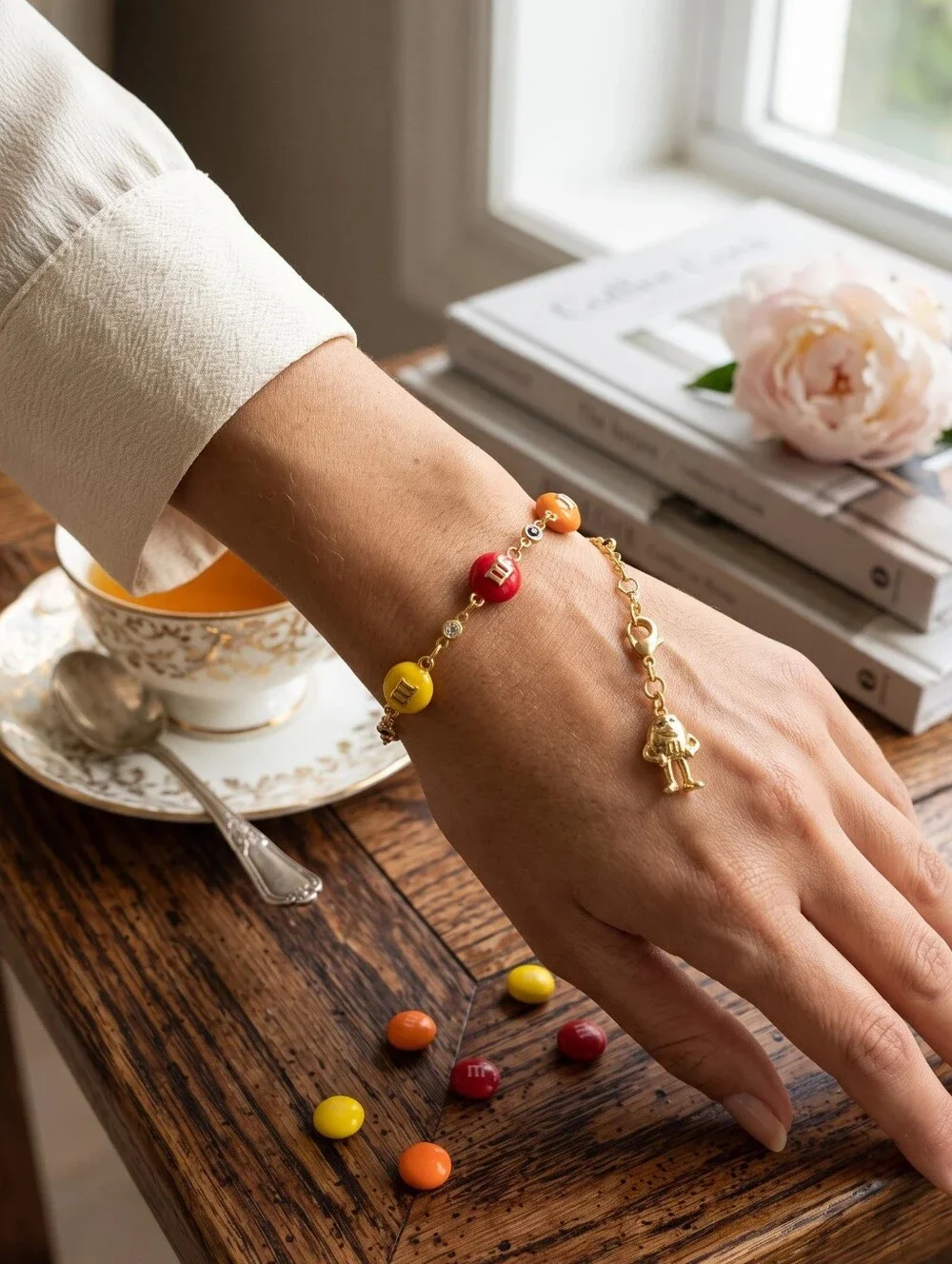 M&M X Kate Spade New York Gold-Tone Multicolor M&M Flex Bracelet